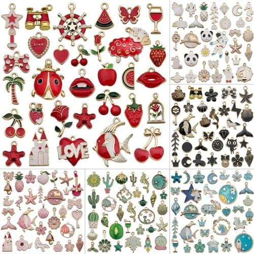 31pcs/set DIY Bracelet Necklace Jewelry Making Mix Enamel Pendants Charms Mixed Alloy Metal Drop Oil Charms Pendant For
