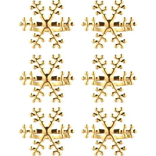 6 Pcs Christmas Snowflake Shaped Napkin Rings Dinning Table Setting Christmas Snowflake Napkin Button Napkin Ring