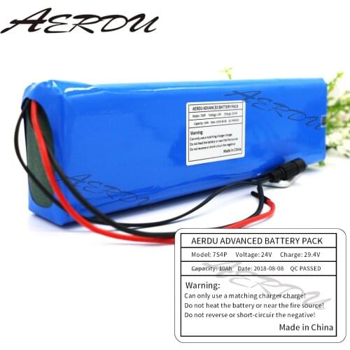 AERDU 7S4P 24V 10Ah 29.4V Li-ion Battery Pack with 20A BMS For Electric moped ebike Scooters light bicycle power wheelchair