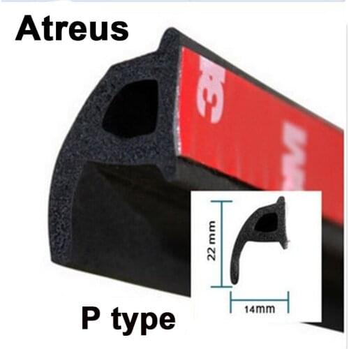 Atreus 4M P Type 3M Adhesive Car Rubber Seal Sound Insulation Car Door Seal Strip Noise Insulation Car Sticker Accessories