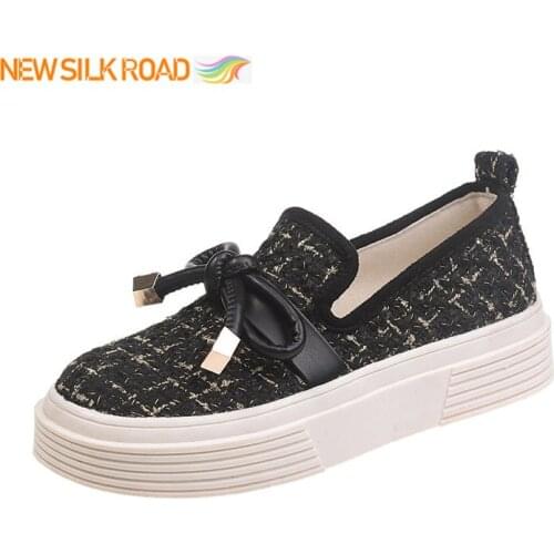 Brand New Trends Women Shoes Flats Butterfly Round Toe Cotton Fabric Knit Weave Cross Tie Bowknot Ladies Zapatos De Mujer Female
