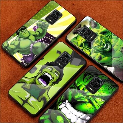 Tempered Glass Cover Cool Marvel Hulk Art For Xiaomi Redmi Note 10 10S 9T 9S 9 8T 8 7 Pro Max Shockproof Phone Case