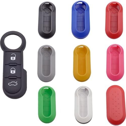 Cocolockey Remote Key Shell Case + Car Key Pad for Fiat 500 Panda Punto Bravo Replacement Key Case 3 Button Rubber Button Pad