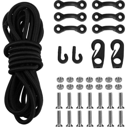 JK210310 Elastic bungee cord Nylon Kayak Bungee Cord Deck Rigging Kit Tie Down Pad Eye J Hooks Lashing Hook for Boat Kayak
