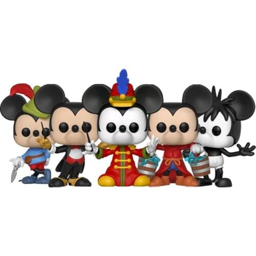 Disney 90th Anniversary Band Concert Mickey Brave Little Mickey Plane Crazy Apprentice Mickey Action Figure Toy Gifts for Kids