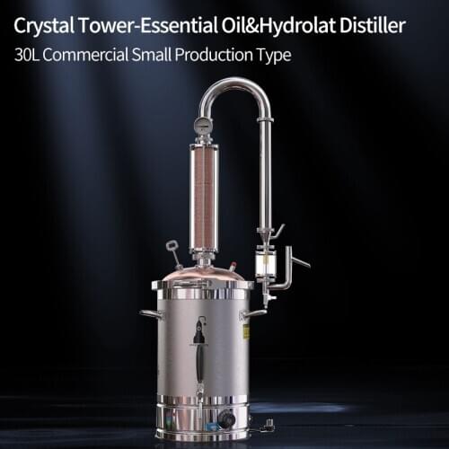 HOOLOO Household Crystal Tower Hydrolat&Essential Oil Machine Pure Copper Distiller Essential Oil Distillation Equipment