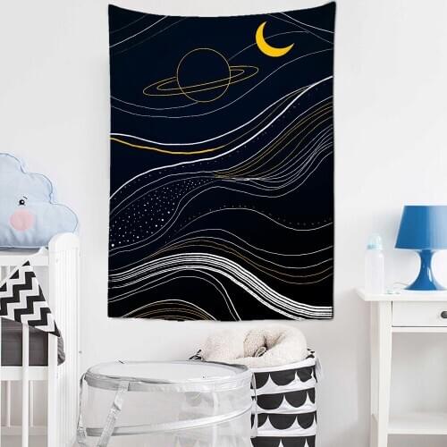 India Mandala Tapestry Wall Hanging Sun Moon Tarot Wall Tapestry Wall Carpet Psychedelic Black and white Wall Cloth Tapestries