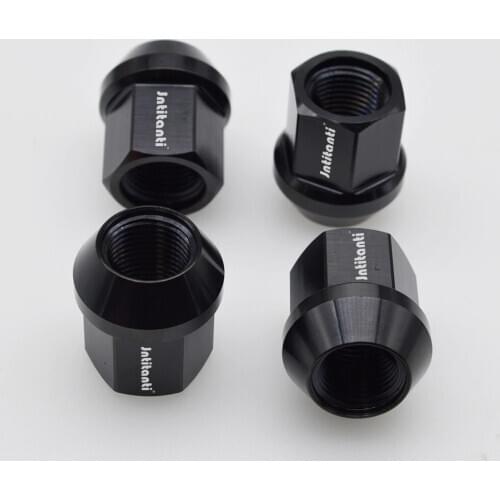 High performance strong black color 60 degree cone seat open end Gr.5 titanium alloy lug nut M14*1.5*27mm