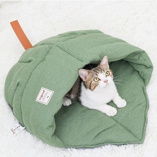 Pet Bed Leaf Creative Winter Cat Litter Cat Deep Sleep Warm Sleeping Bag Plus Cotton Soft Pet Litter