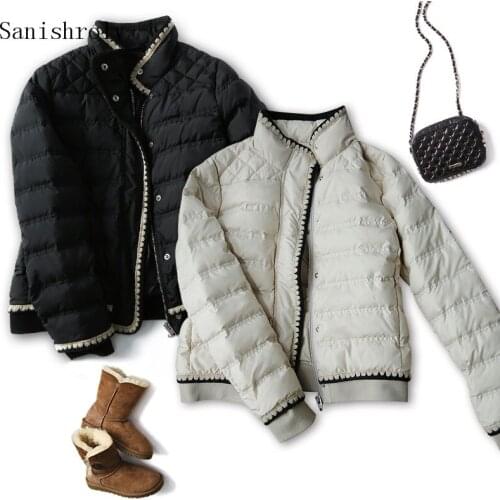 2021 Fashion Winter Spring Ultra Light White Duck Down Coat Women Slim Short Jacket Casual Stand Collar Pocket Basic Parkas 1245