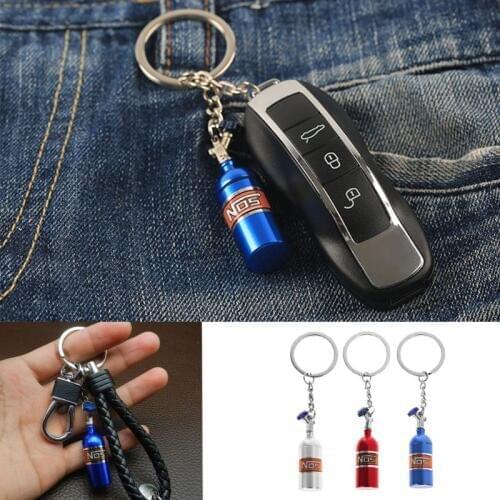 Fashion New 1 Pc Universal Metal Key Ring Car Key Chain Holder Keyfob For NOS Turbo Nitrgen Bottle Car Styling Decoration