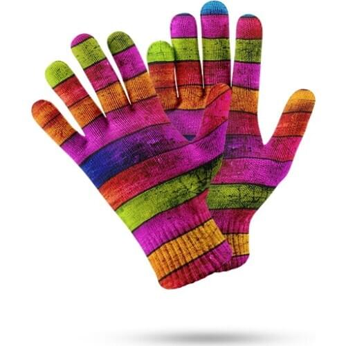 Fashion Color Striped Pattern Gloves Korean Trend Ladies Winter Knitted Warm Glove Individual Design Mens Cold Mittens Guantes