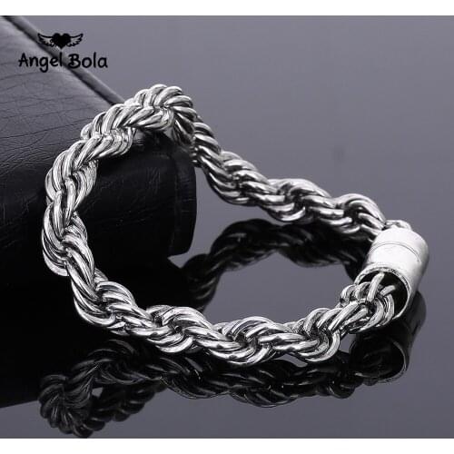 Handmade Punk Buddha Bracelets Men Jewelry Vintage Ancient Silver color Rolo Chain Thick Bracelet for Womens Wholesale