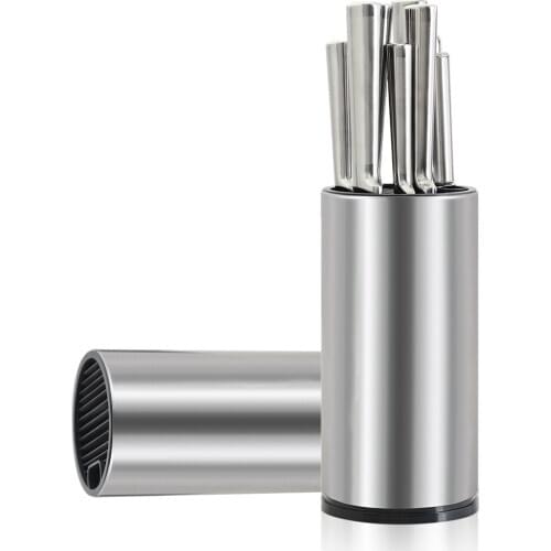 Stainless Steel Kitchen Cutlery Knife Stand Block Tool Holde 8 inch Knife Holder Tube Shelf Chromophous