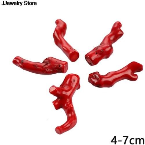 5pcs Irregular Natural Red Coral Loose Beads Tree Branch Coral Pendant Charms