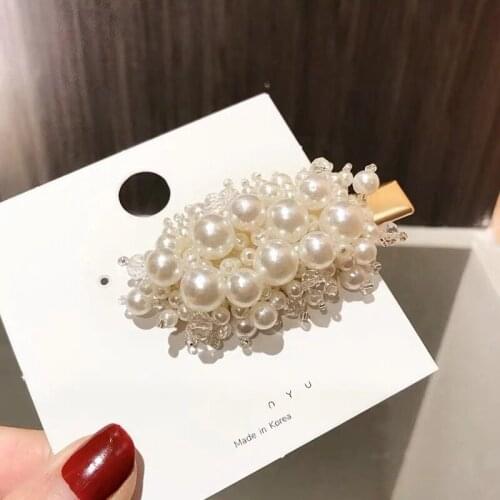 New Trendy Hot Sale Fashion Crystal Hedgehog Flower Grass Thicket Hair Clips Pearl Hairpins Spring Clip Girls Headwear Femme
