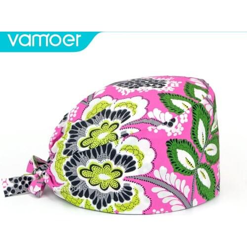 New Soft Hat Printing Nurse Sweat-absorbing Head Wrap Durable Towel Surgical Anti-Dirty Pure Cotton Cap hats for women