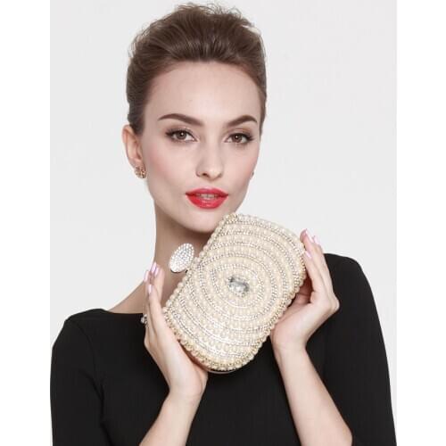 New Design Women Evening Bags Beaded Handmade Diamonds Chan Shoulder Messenger Bag Crystal Wedding Evening Bag WY156