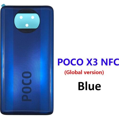 Original New Back Battery Cover Glass For Xiaomi POCO X3 NFC Global Version Rear Cover Case Battery Door Housing
