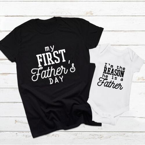 1pcs Fathers Day Gift First Fathers Day Outfit Dad and Baby Shirts Daddy and Me Matching Baby Boy Girl Clothes Family T Shirt