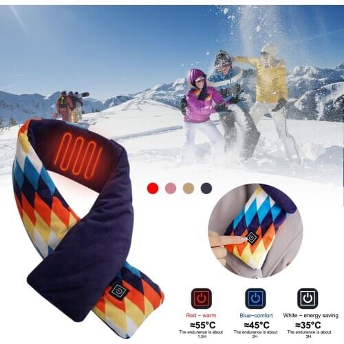 Heated Scarf Winter Smart Heating Scarf USB Heating Shawl Cold Weather Neck Warmer Heated Neck Wrap with Powerbank and Pockets