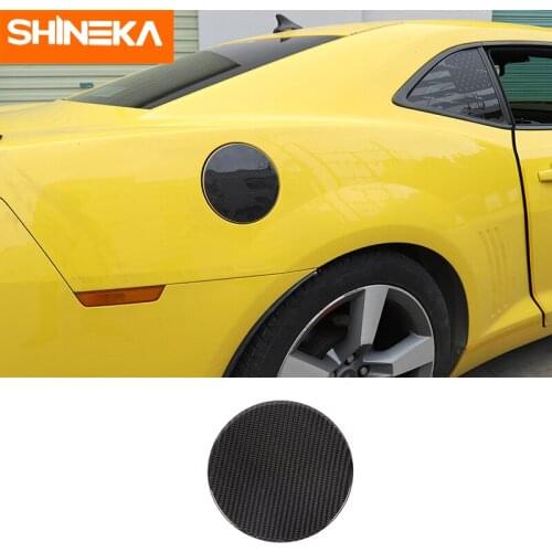 SHINEKA Carbon Fiber Car Styling Fuel Tank Cap Gas Tank Cover Decoration Stickers for Chevrolet Camaro 2012-2015 Car Accessories
