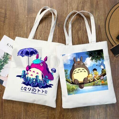 Totoro Ullzang Studio Ghibli Miyazaki Hayao Anime Handbags Shoulder Bags Casual Shopping Girls Handbag Women Elegant Canvas Bag