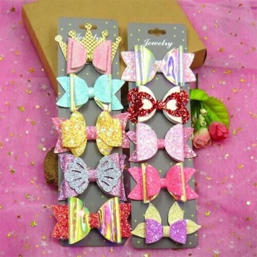 10PCS/Lot Many Styles Sequin Girls Clip Bows Child Hairs Tie Knot Creativity Handmade Hairpins Fashion Hair Accessories For Kids