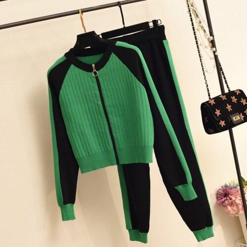 2 Pieces Set Women Knitted Tracksuit O-Neck Sweater And Carrot Jogging Pants Pullover Sweater Set CHIC Knitted Outwear