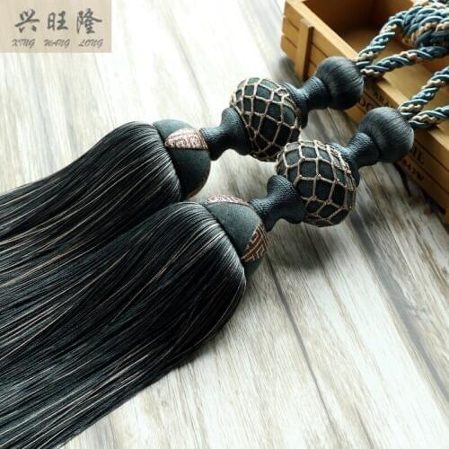 XWL 1 Pair Chinese Style Curtain Hanging Belt Ball Window Curtain Accessories Strap Tassel Tiebacks Buckle Bandage Home Decor
