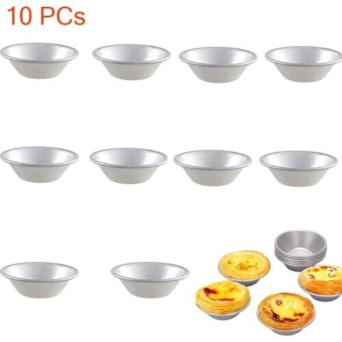 10PCS/lot Aluminum Alloy Egg Tart Molds Cake Baking Cups Pie Pastry Decorating Tools