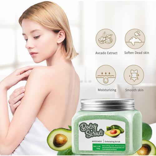 100% Natural Avocado Shea Butter Fruit Body Scrub Cream For Whitening Moisturizing And Exfoliating Skin Care Man And Woman 320g