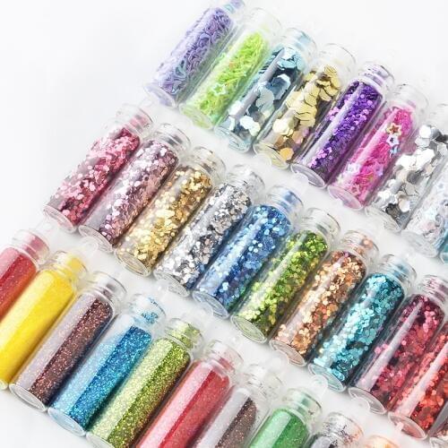 12Colors 3d Hollow Acrylic Flakes Shiny Nail Glitter Ultra-thin Nail Sequin Set For DIY Nails Decorations