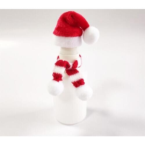 12pcs Mini Christmas Scarf Knitting Striped Scarf DIY Drink Bottle Ornament Xmas Festival Party Santa Doll Costume Craft Supply
