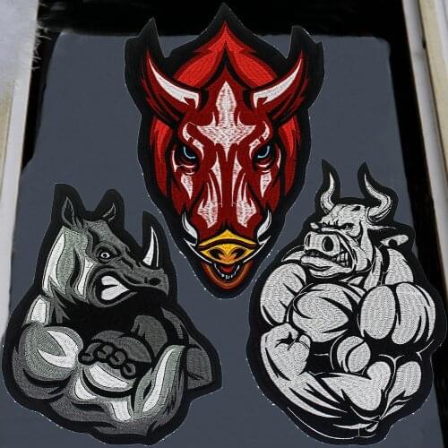Fat Cattle OX Embroidered Patch Clothes Stickers Clothing Coat Jacket Back Decoration Patches 2pc P1738