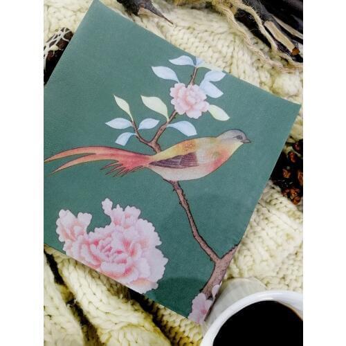 20 vintage table napkin paper blue white tissue printed Peacock flower decoupage wedding party tissue towel decor serviettes