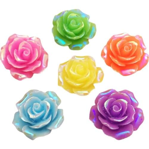 30PCS Cute AB Resin 3D 20mm Flower Flatback Stone Scrapbook DIY Clothing Wedding Applique Home Figurines Crafts OF057