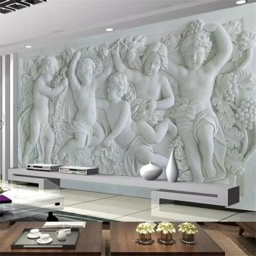 Beibehang Custom wallpaper 3d murals sandstone relief wall European and American children embossed angel relief 3d wallpaper