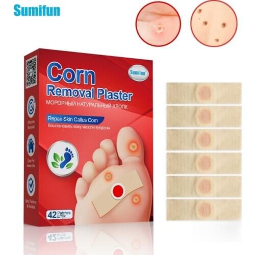 Sumifun 42pcs Wart Remover Pain Relief Plaster Foot Corn Thorn Killer Calluses Plantar Plaster Callus Removal Tool Skin Cutin
