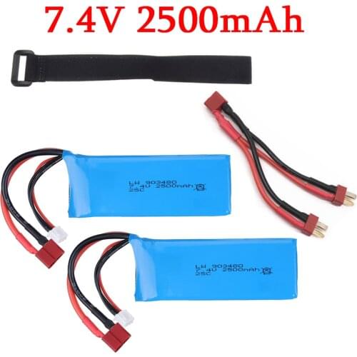 Upgrade 5000mAh 7.4V 2500mAh RC Lipo Battery Charger Sets For Wltoys 12428 12423 RC Car feiyue 03 Q39 parts 2s 7.4V Car Battery