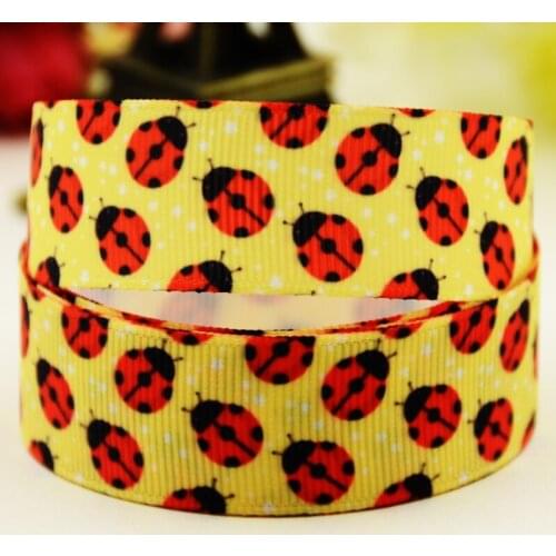22mm 25mm 38mm 75mm ladybug Cartoon printed Grosgrain Ribbon party decoration 10 Yards X-02957