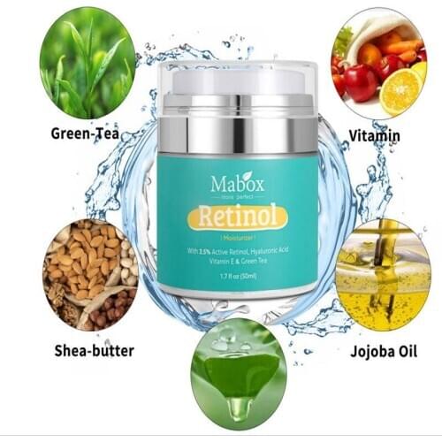 Retinol 2.5% Moisturizer Face Cream Vitamin E Collagen Retin Anti Aging Wrinkles Acne Hyaluronic Acid Green Tea Whitening Cream