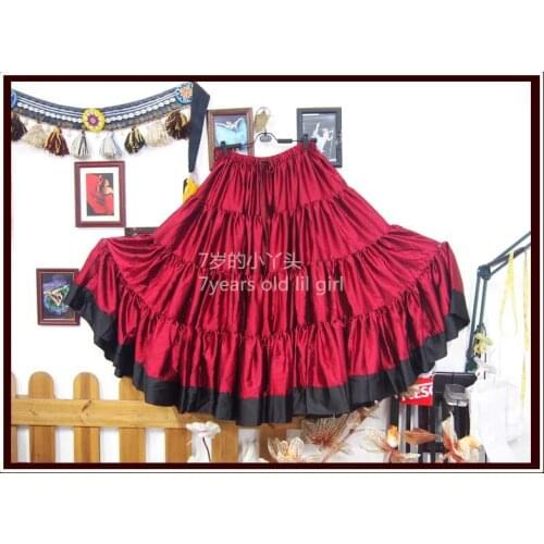 ATS tribal belly dance Satin silk 4 layer 16yards skirt with lace with border 8EX15
