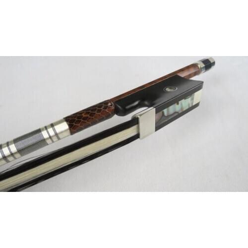 Balance France style snakewood 3/4 bass bow.white+black horse hairs