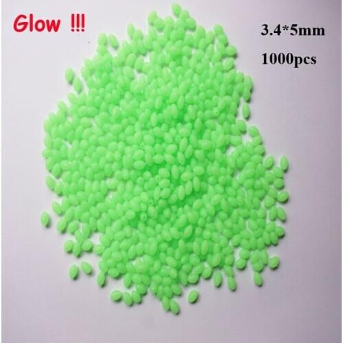 BlueSea 1000pcs/Bag 3.4*5mm Premium Quality Oval Luminous Fishing Float Beads Fishing Glow Beads Green Color