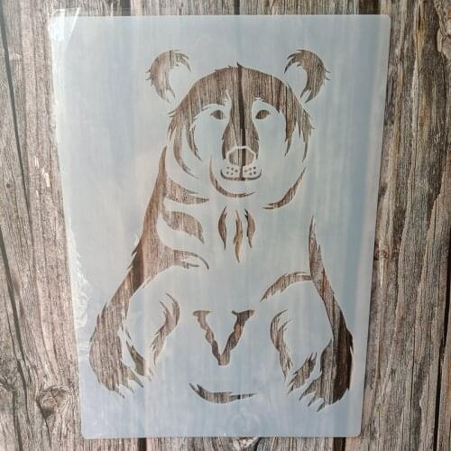 A4 Size DIY Craft Chain Bear Stencil for Painting on Wood,Fabric,Walls Art Scrapbooking Stamping Album Embossing Paper Cards