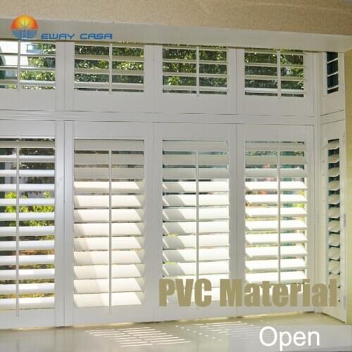 EWAY CASA Classical waterproof PVC Plantation Shutter customized for living room bathroom and office Indoor Decoration PS_PVC
