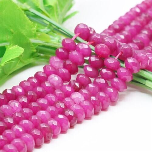 5X8mm Abacus Faceted Rose Red Jades Chalcedony Loose Beads Natural Stone Accessories Crafts DIY Fashion Jewelry Making Design