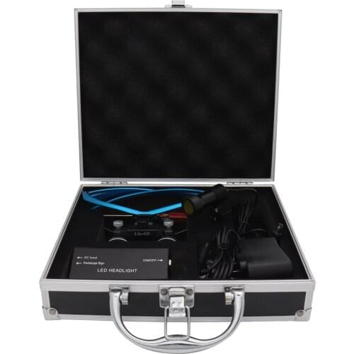 3.5x420mm Blue Dental Loupe Magnification Binocular Dental Magnifier Surgery Surgical Magnifier 5W headlight with Filter