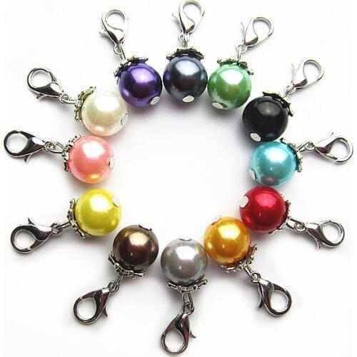 Hot selling 24pcs/lot mix 12 different color pearl birthstone floating charms living glass floating pendant lockets